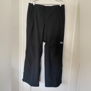 REI Co-op Peak 2.5 L Rain Waterproof Pants Black Mesh Zip Pockets Rip Stop Large